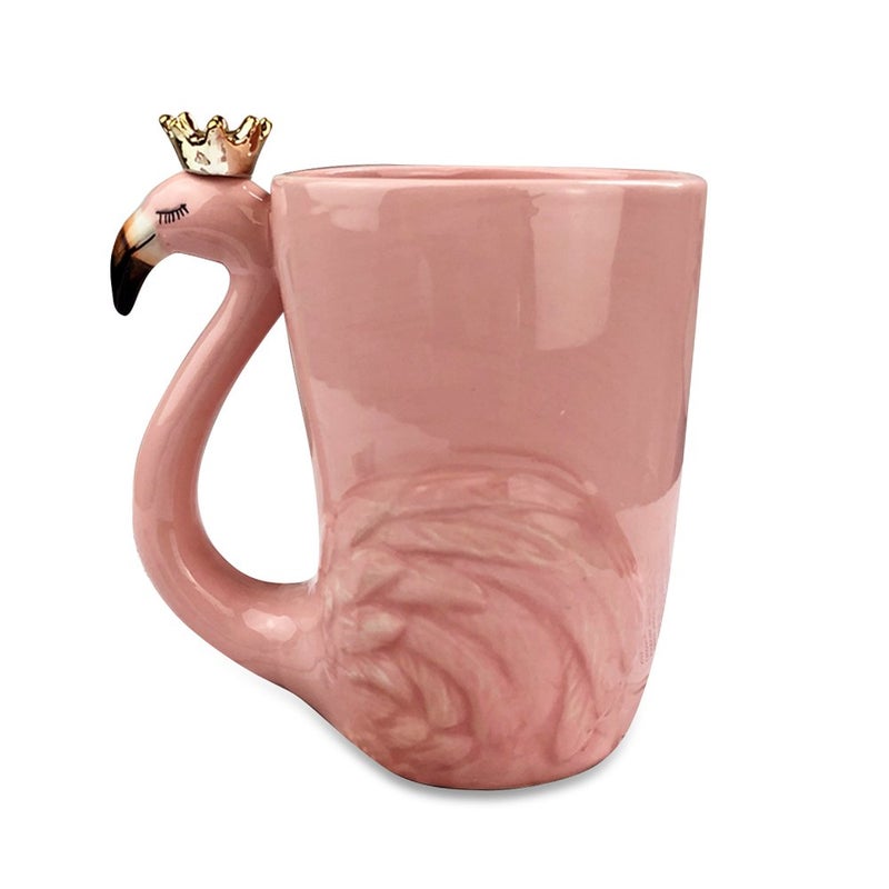Renawe 16 oz Cute Pink Coffee Mug Ceramic Flamingo Gift Unique Cups Mom Day Gift for Women Her Grandma Pretty Mug Funny Coffee Cup Funky Xmas Presents for Girlfriend Decorative Animal Decor Christmas Mugs - Image 1